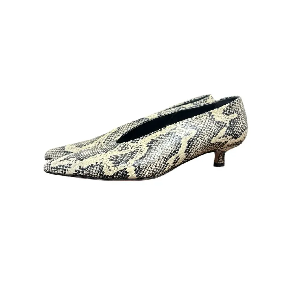 Aeyde Clara Pointed Toe Pumps Creamy Snake Size 38 8 - Picture 4 of 7